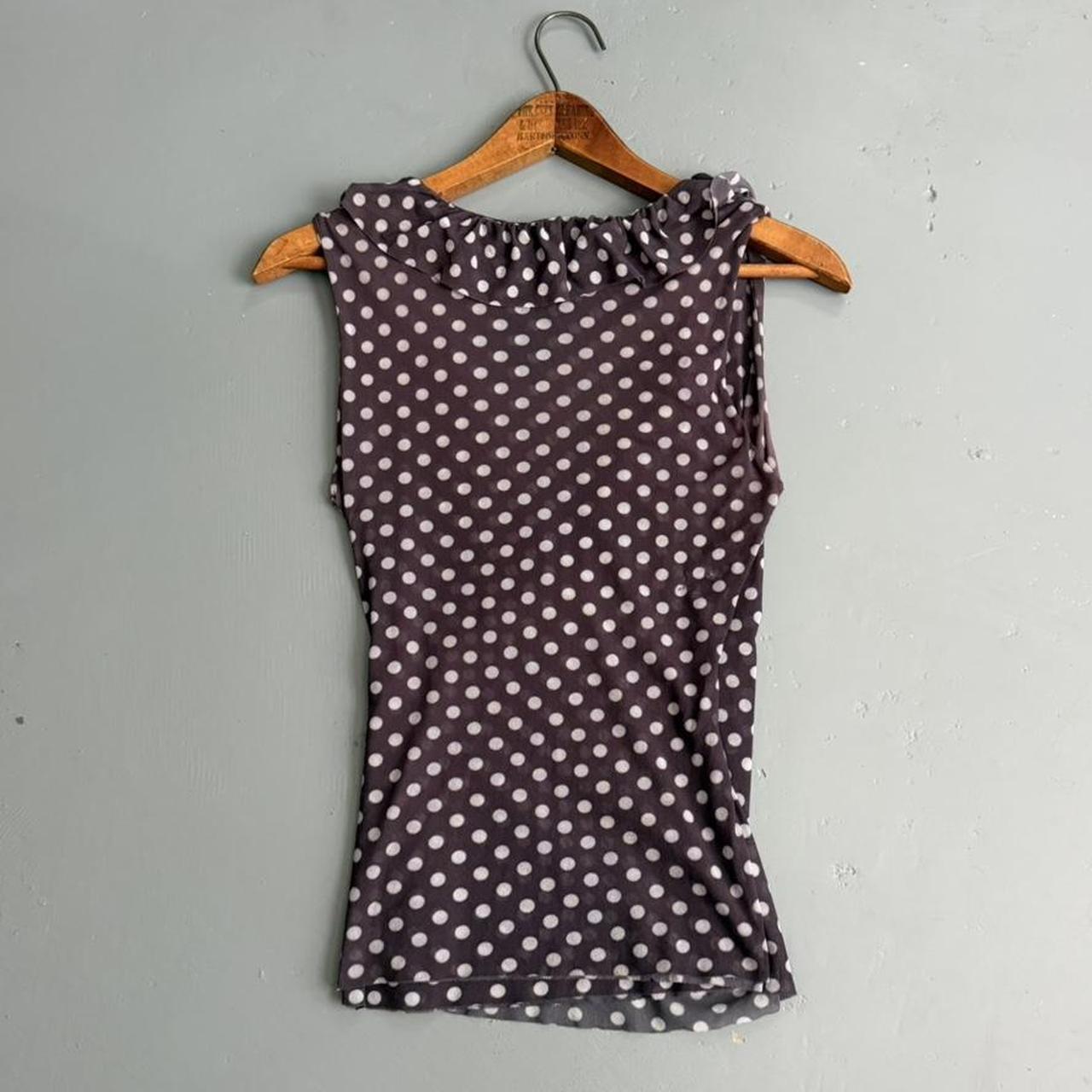 VINTAGE SWEET PEA SHEER BLACK AND WHITE POLKA DOT BLOUSE