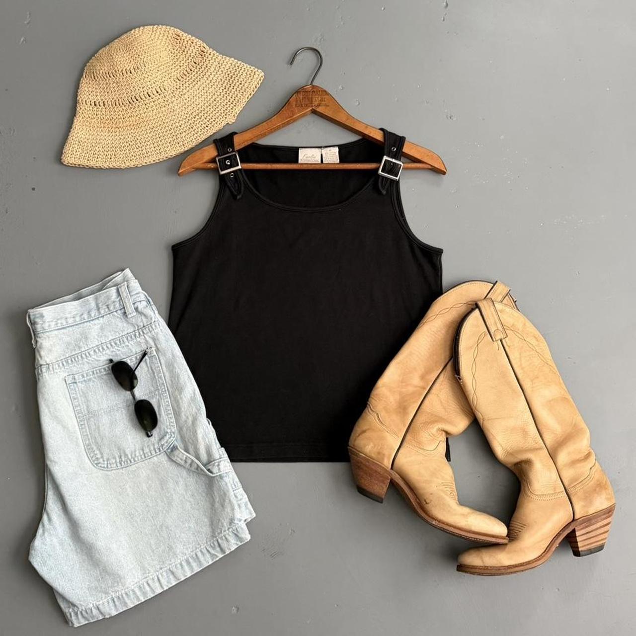 VINTAGE 90S BLACK TANK TOP WITH BUCKLE STRAPS