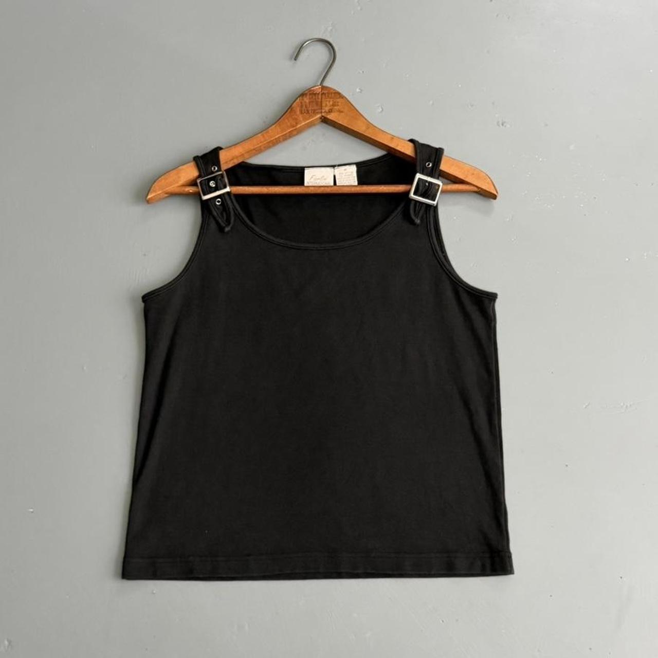 VINTAGE 90S BLACK TANK TOP WITH BUCKLE STRAPS