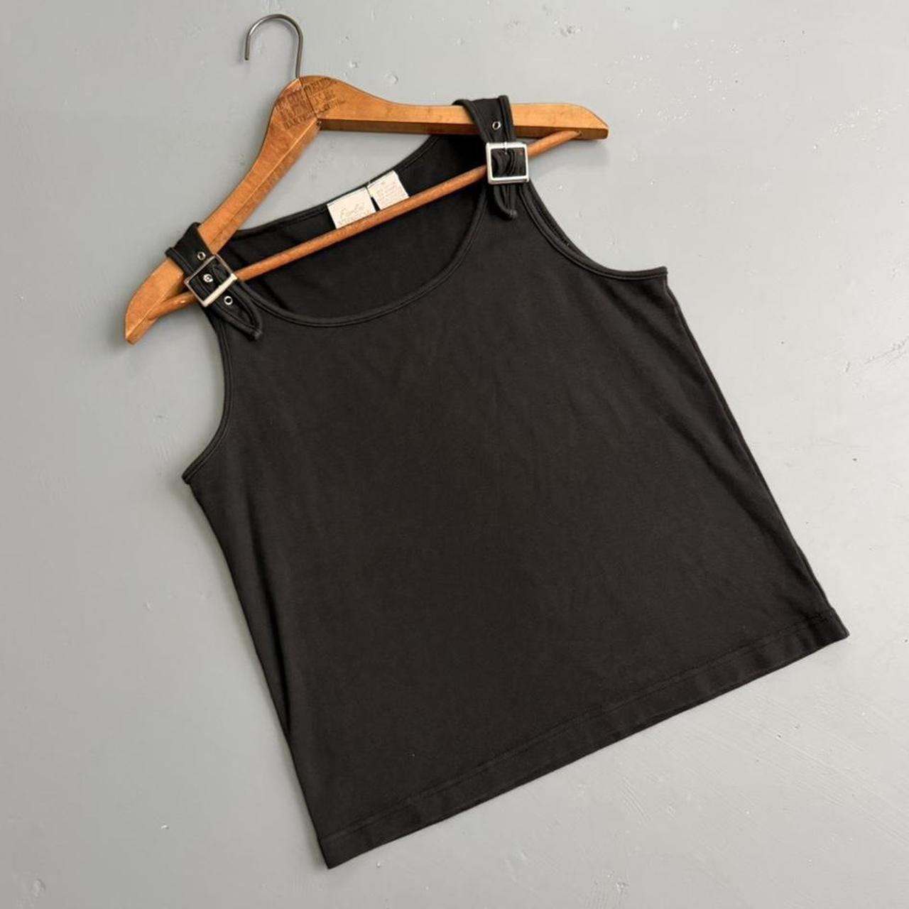 VINTAGE 90S BLACK TANK TOP WITH BUCKLE STRAPS