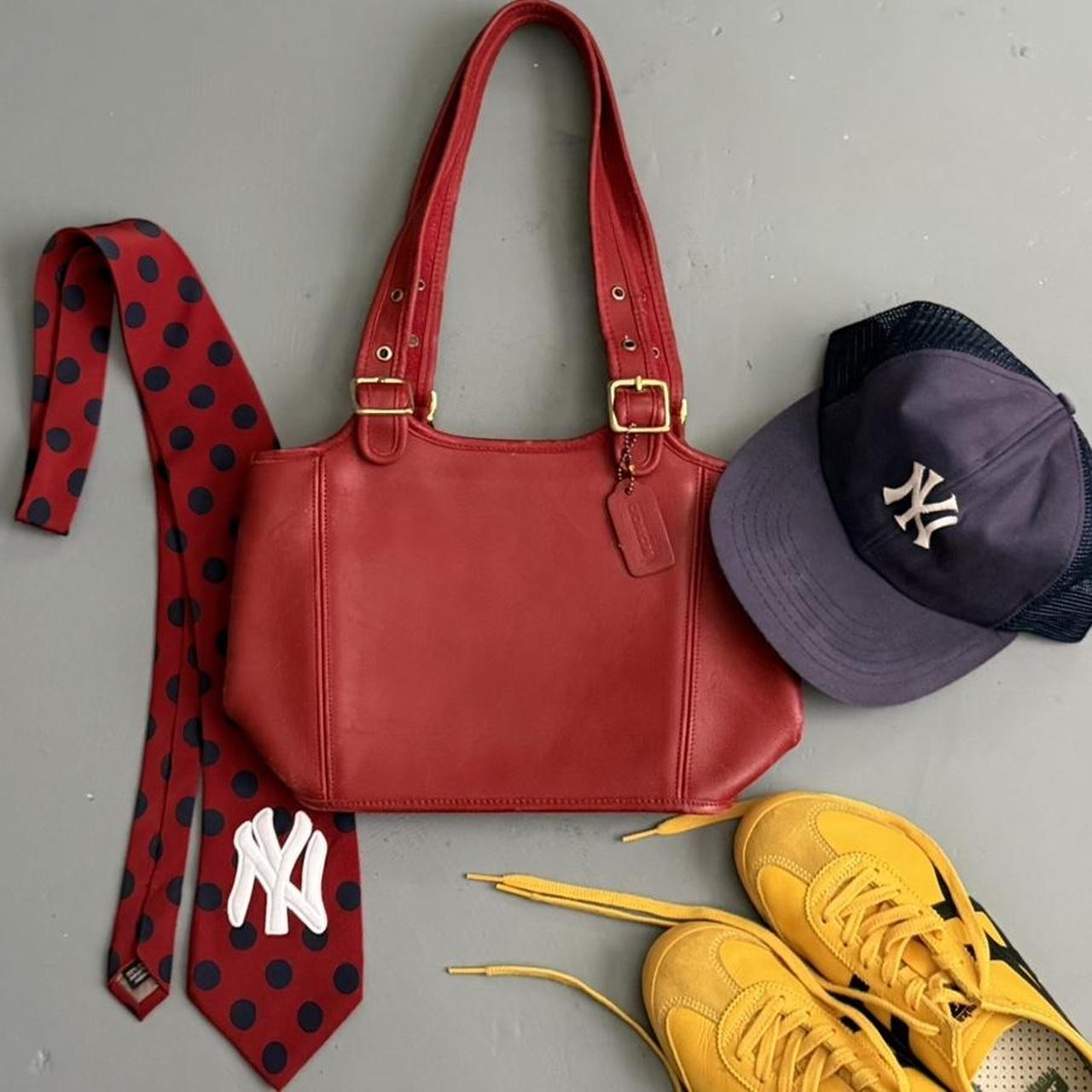 VINTAGE RED COACH LEGACY SHOPPER BAG RED W/ GOLD HARDWARE