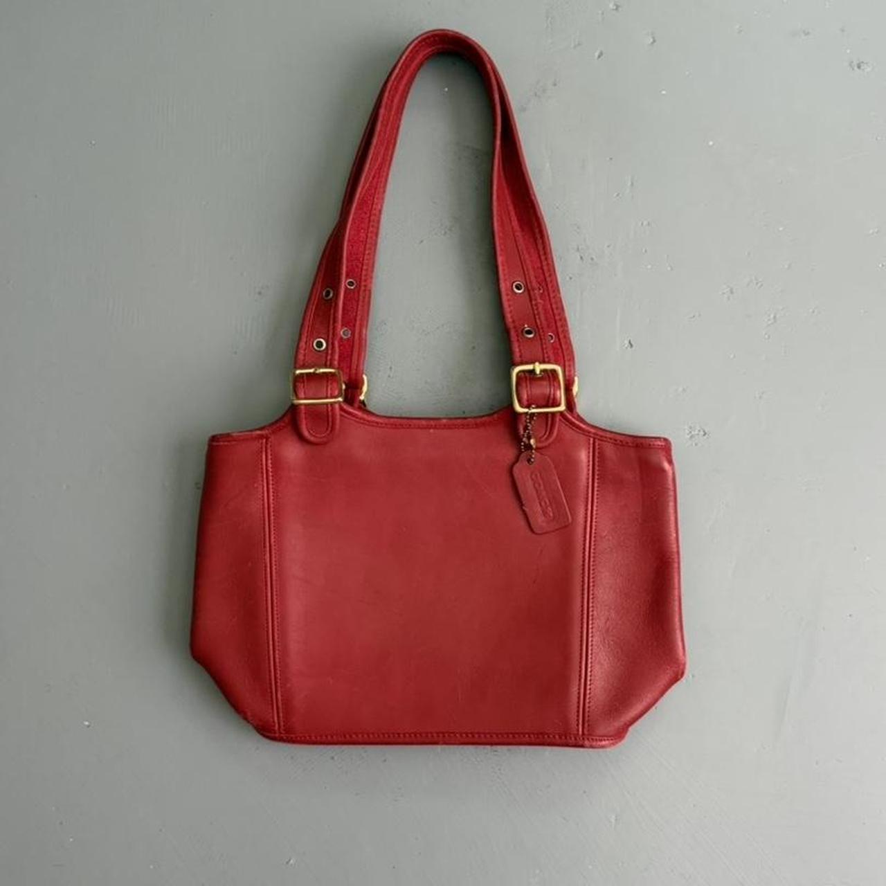 VINTAGE RED COACH LEGACY SHOPPER BAG RED W/ GOLD HARDWARE