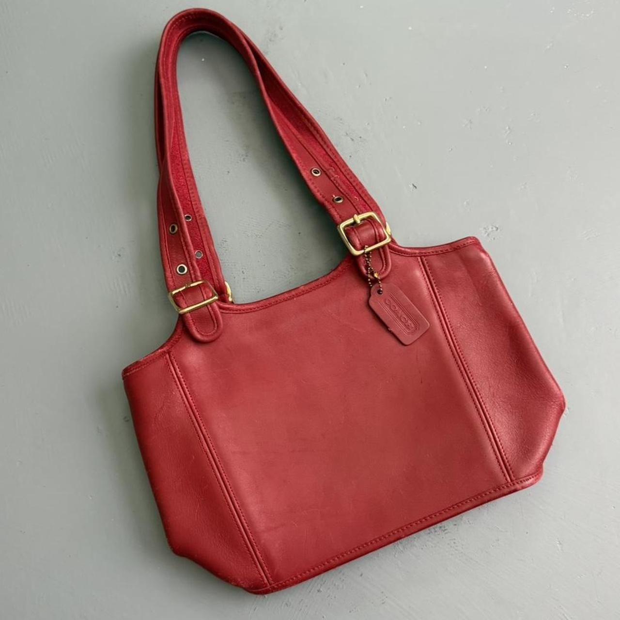 VINTAGE RED COACH LEGACY SHOPPER BAG RED W/ GOLD HARDWARE
