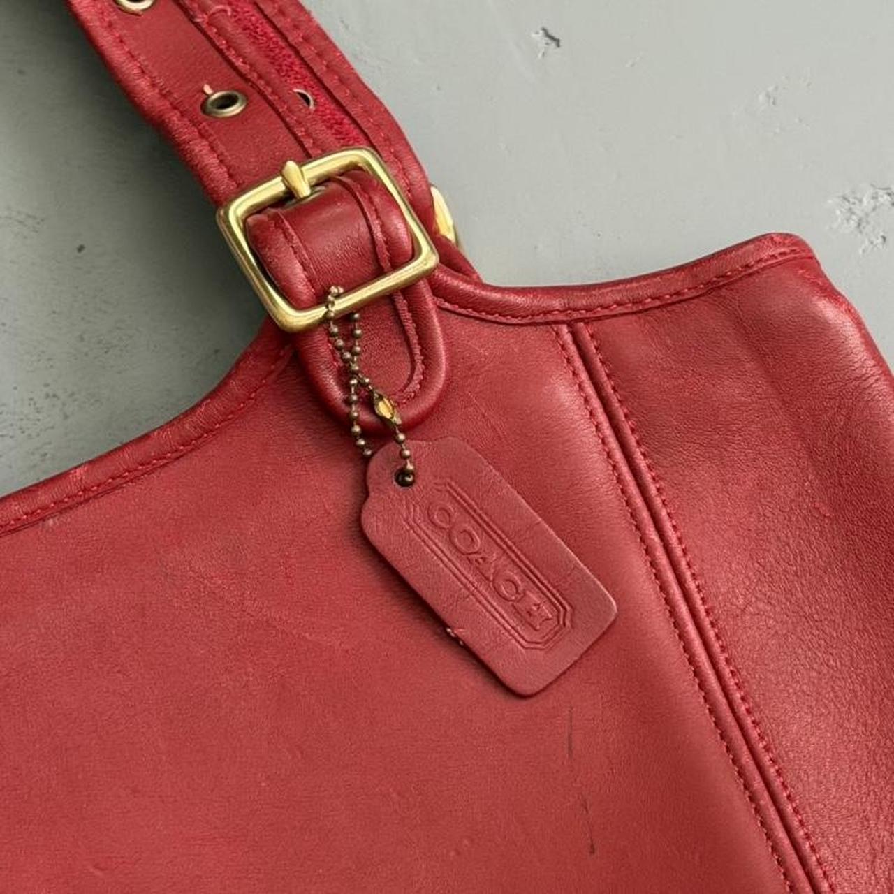 VINTAGE RED COACH LEGACY SHOPPER BAG RED W/ GOLD HARDWARE