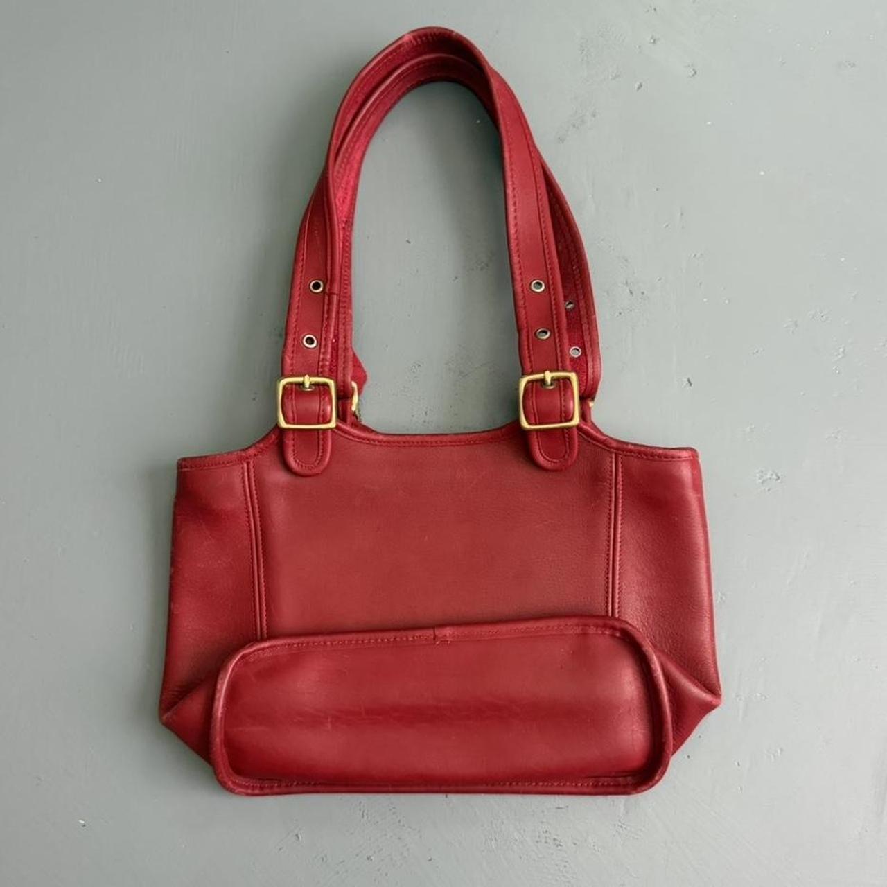 VINTAGE RED COACH LEGACY SHOPPER BAG RED W/ GOLD HARDWARE