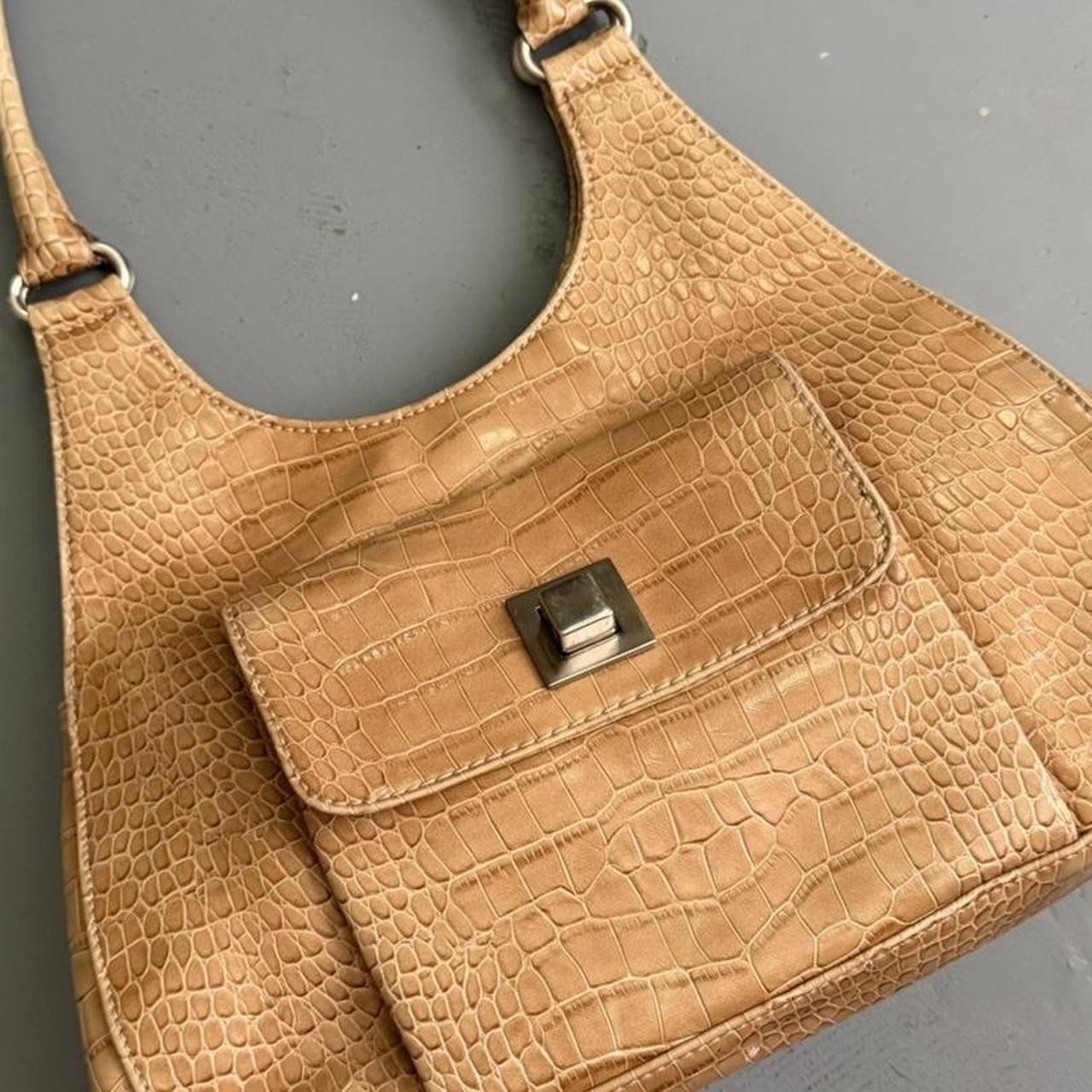 VINTAGE NINE WEST BEIGE CROCODILE BAG