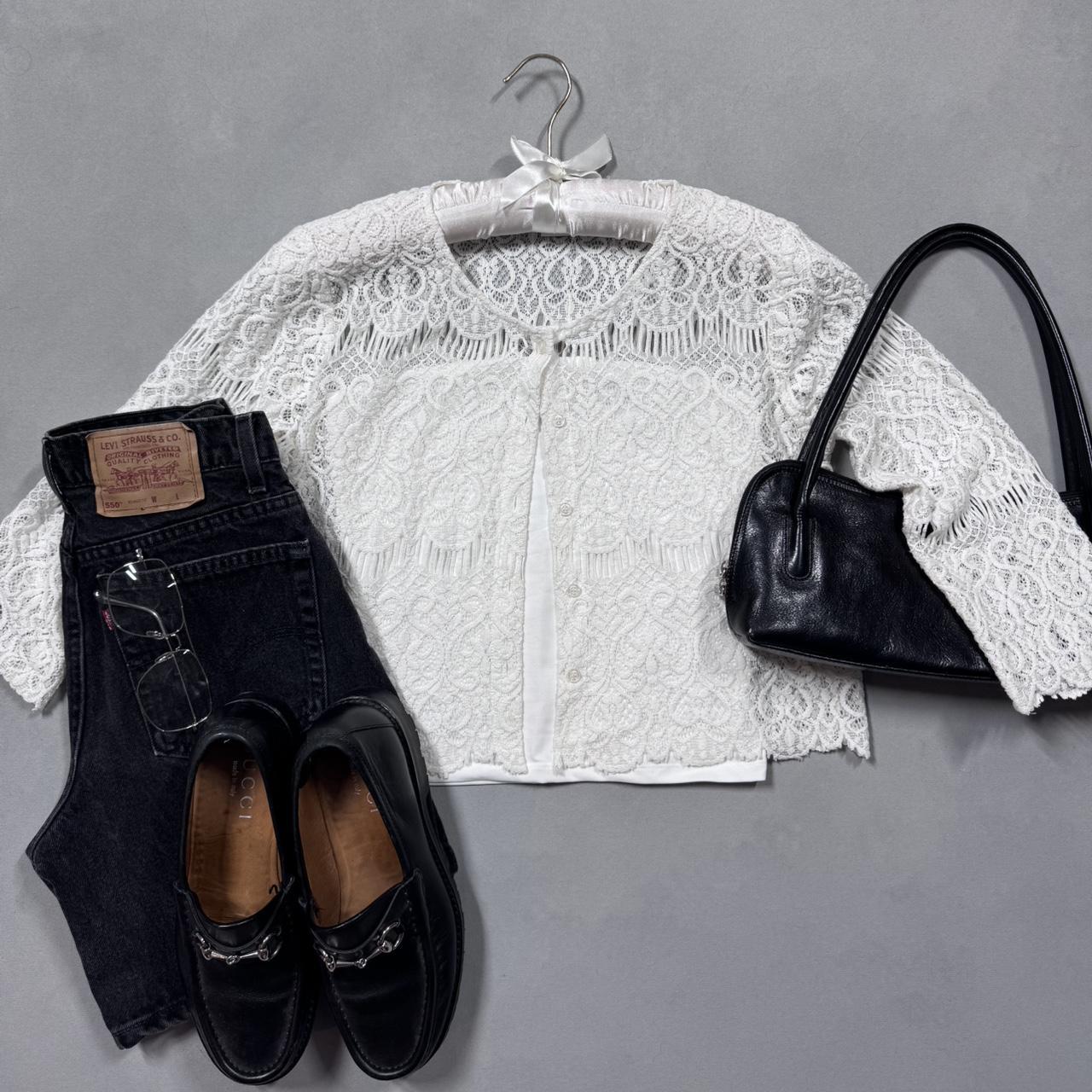 VINTAGE SANS SOUCI LACE SHEER CARDIGAN