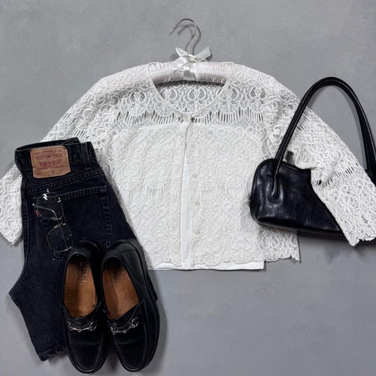 VINTAGE SANS SOUCI LACE SHEER CARDIGAN
