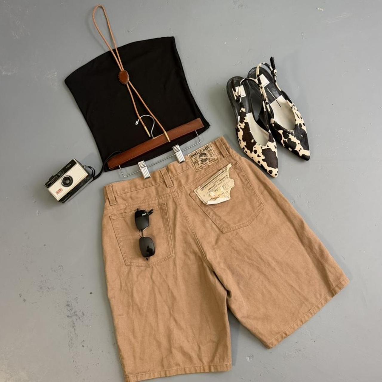 VINTAGE 90S BROWN BUGLE BOY DENIM SHORTS