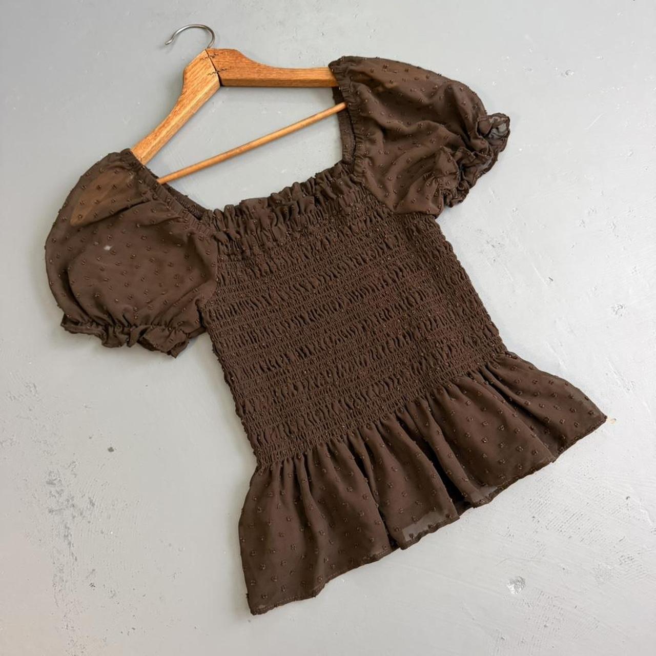 VINTAGE MOA MOA POLKA DOT BROWN BLOUSE