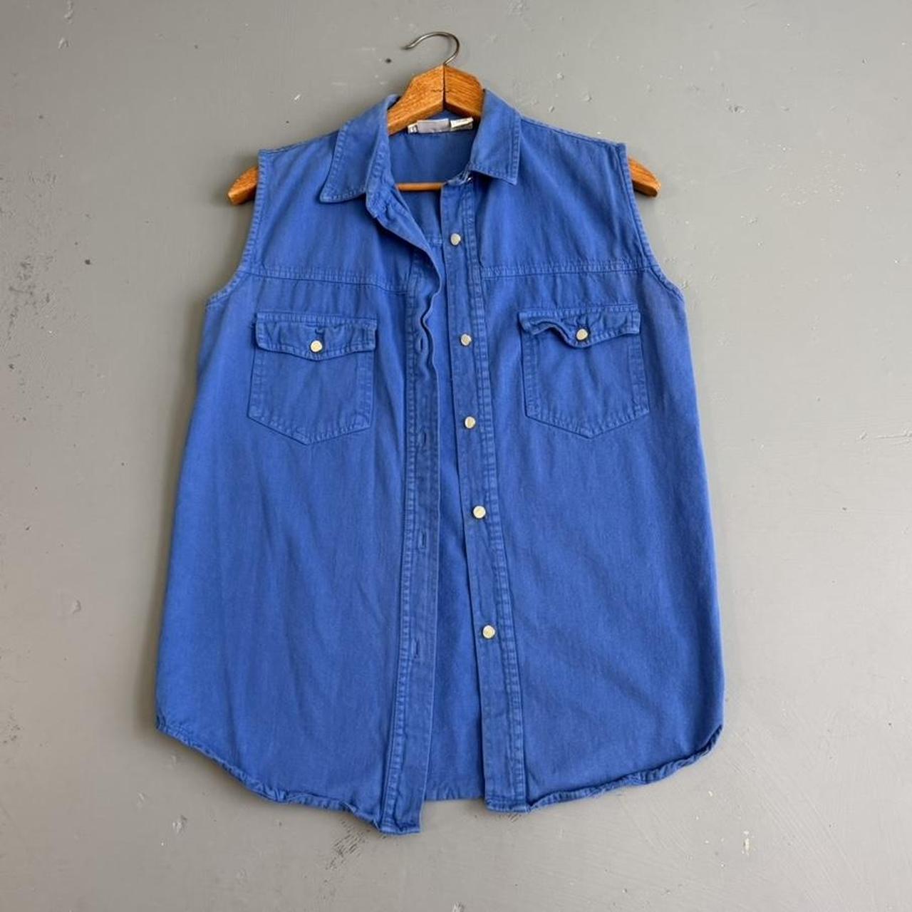 VINTAGE BLUE WESTERN BUTTON DOWN TOP 🍌