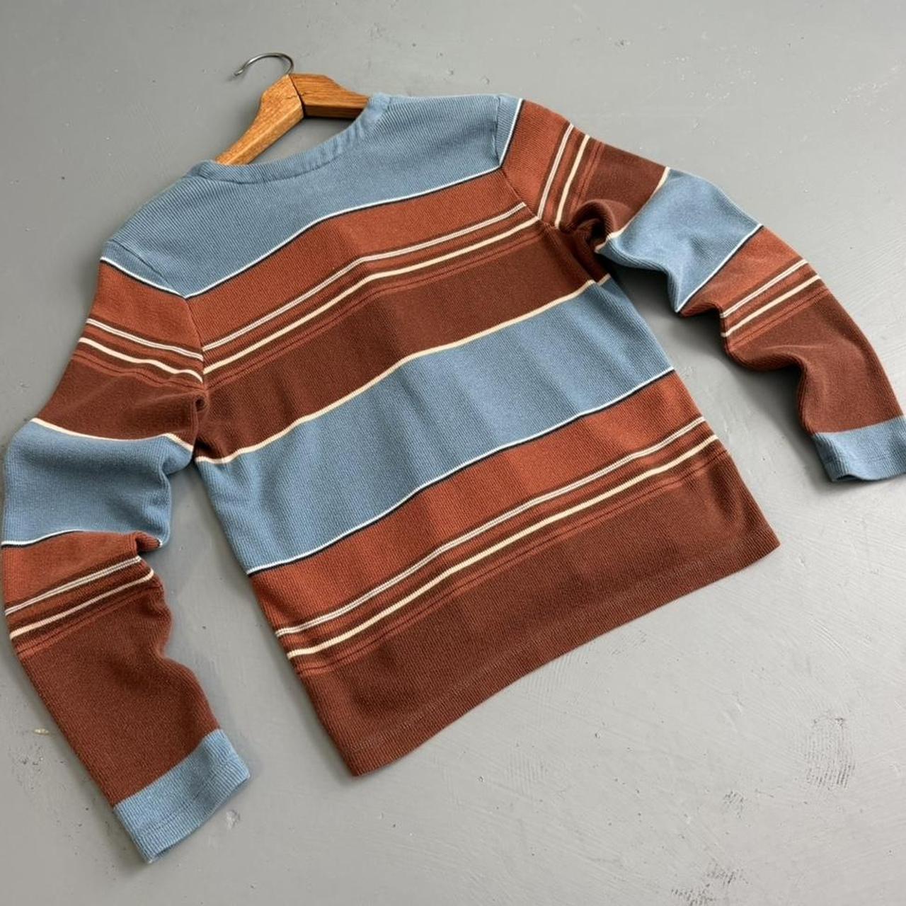 VINTAGE BROWN AND BLUE STRIPED BUTTON DOWN CARDIGAN 🏜️