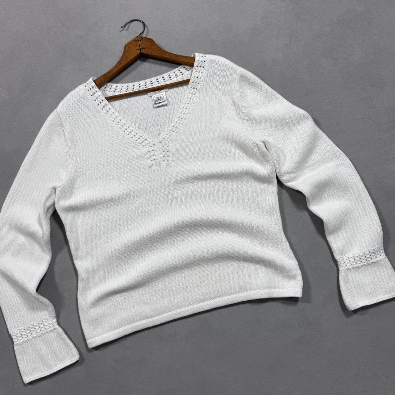 VINTAGE 90S TALBOTS WHITE BELL SLEEVE SWEATER 🌿