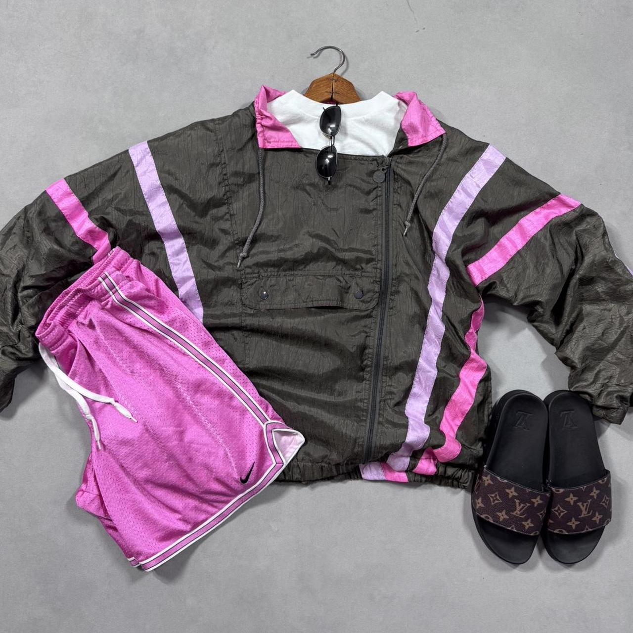 VINTAGE 90S ADIDAS PINK & BROWN WINDBREAKER