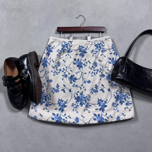 VINTAGE DENIM & CO DENIM FLORAL MINI SKIRT
