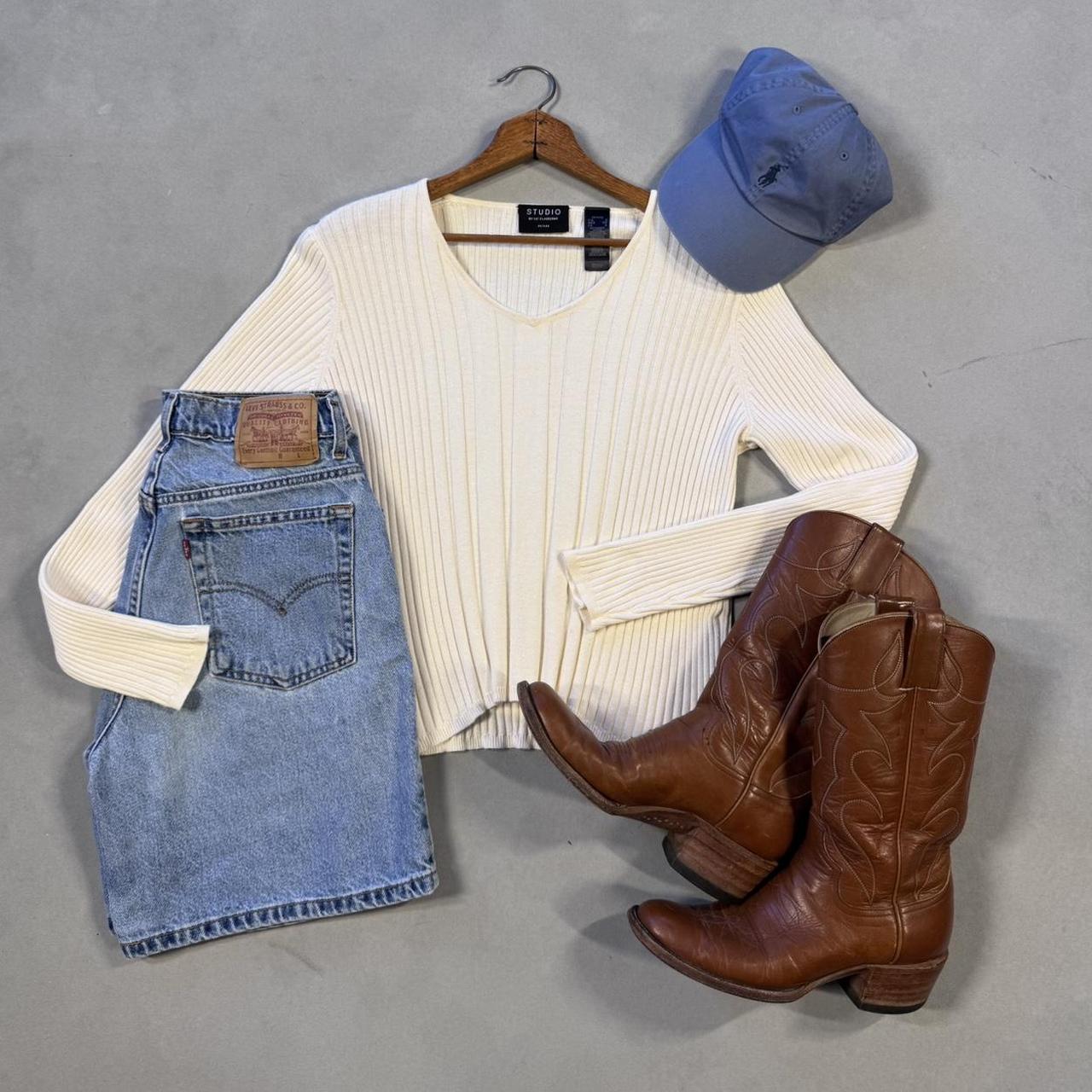 VINTAGE 90S LIZ CLAIBORNE CREAM RIBBED SWEATER 🪻