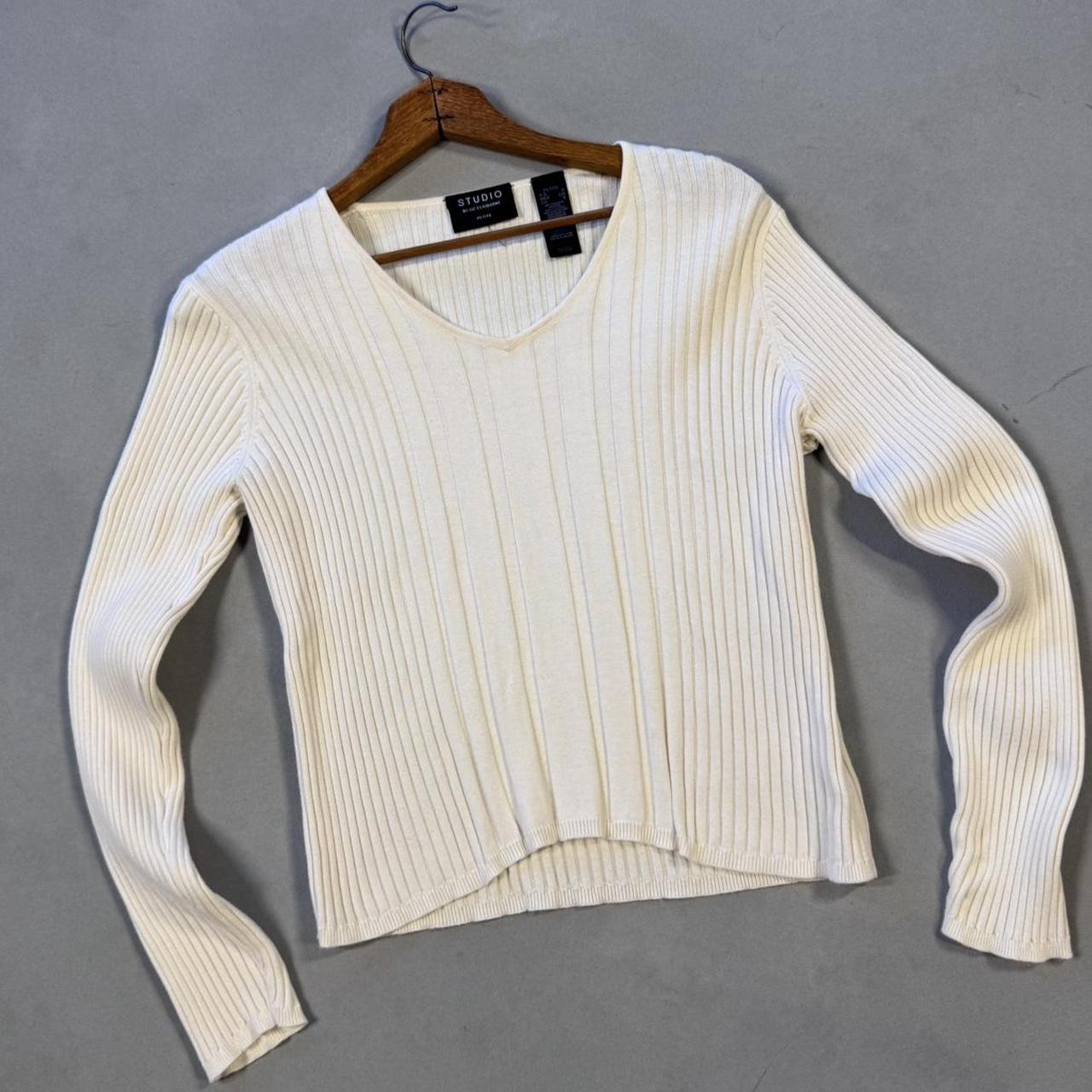 VINTAGE 90S LIZ CLAIBORNE CREAM RIBBED SWEATER 🪻