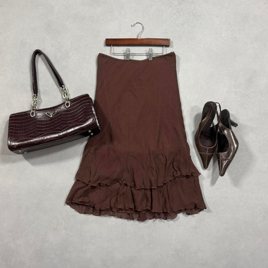 VINTAGE 90S JONATHAN MARTIN STUDIO BROWN MIDI SKIRT 🌾