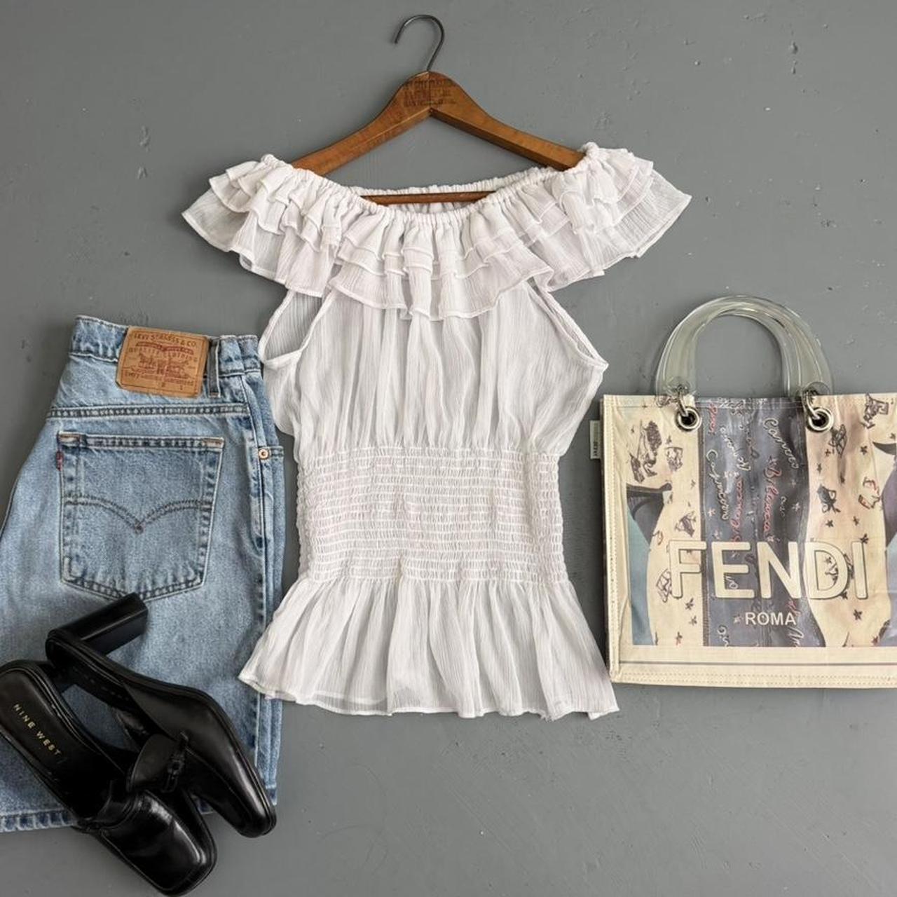 VINTAGE WHITE SHEER OFF THE SHOULDER BLOUSE 🕊️