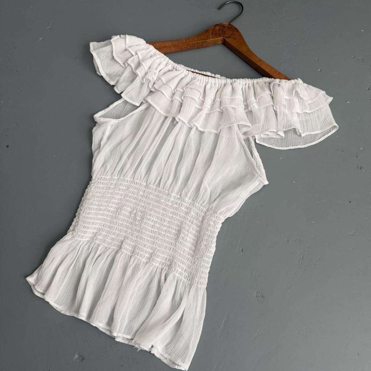 VINTAGE WHITE SHEER OFF THE SHOULDER BLOUSE 🕊️