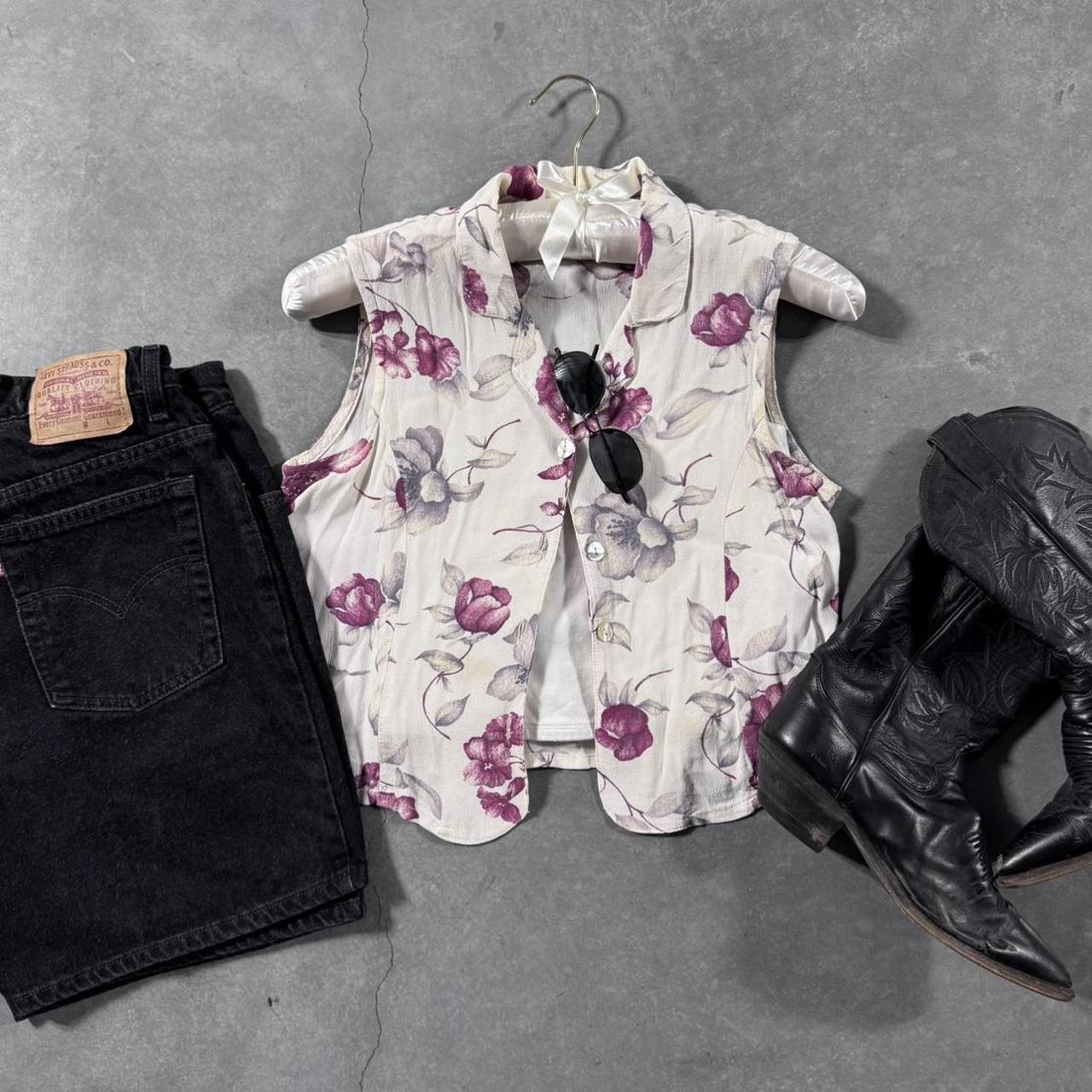 VINTAGE 90S FLORAL BUTTON UP COLLARED BLOUSE 🌸