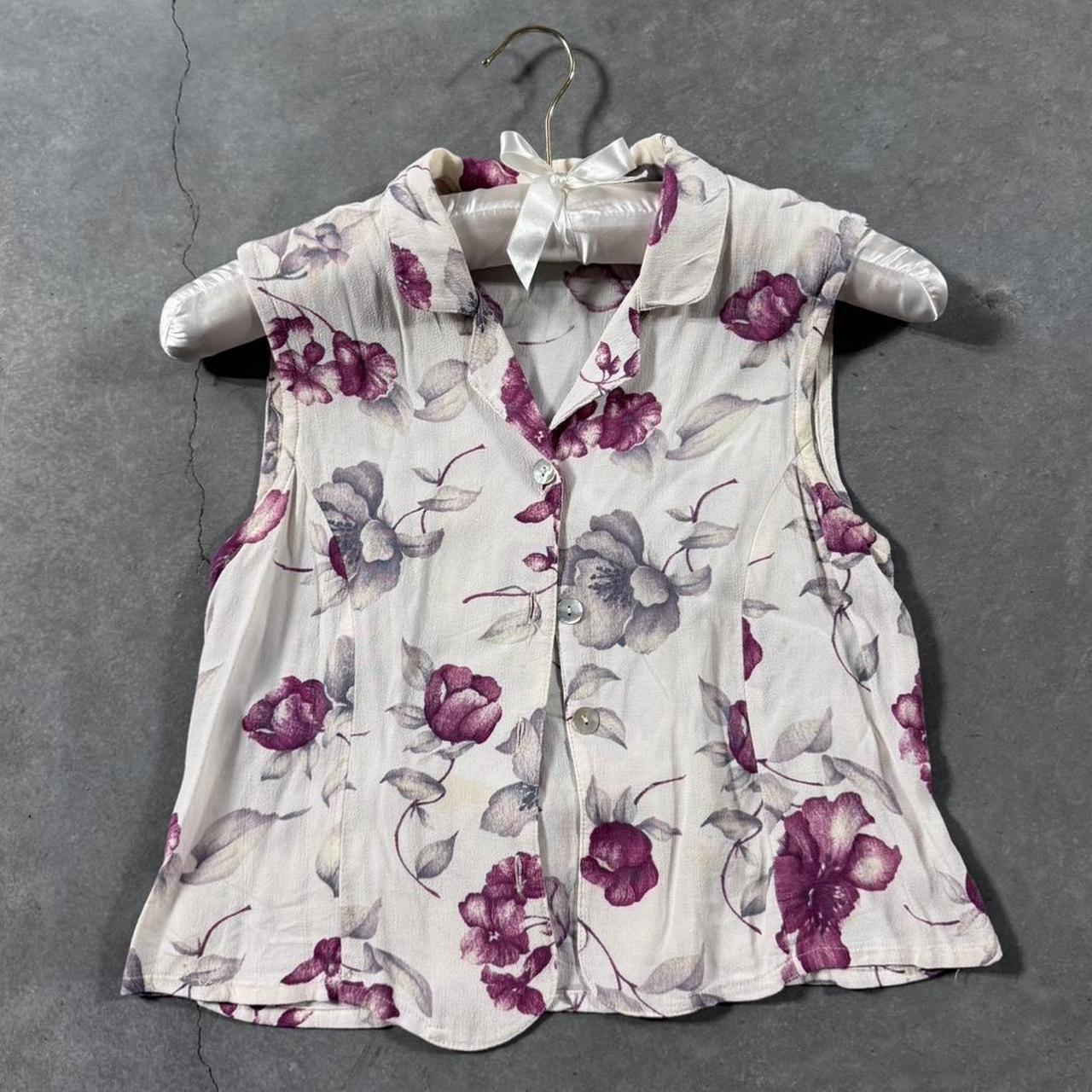 VINTAGE 90S FLORAL BUTTON UP COLLARED BLOUSE 🌸