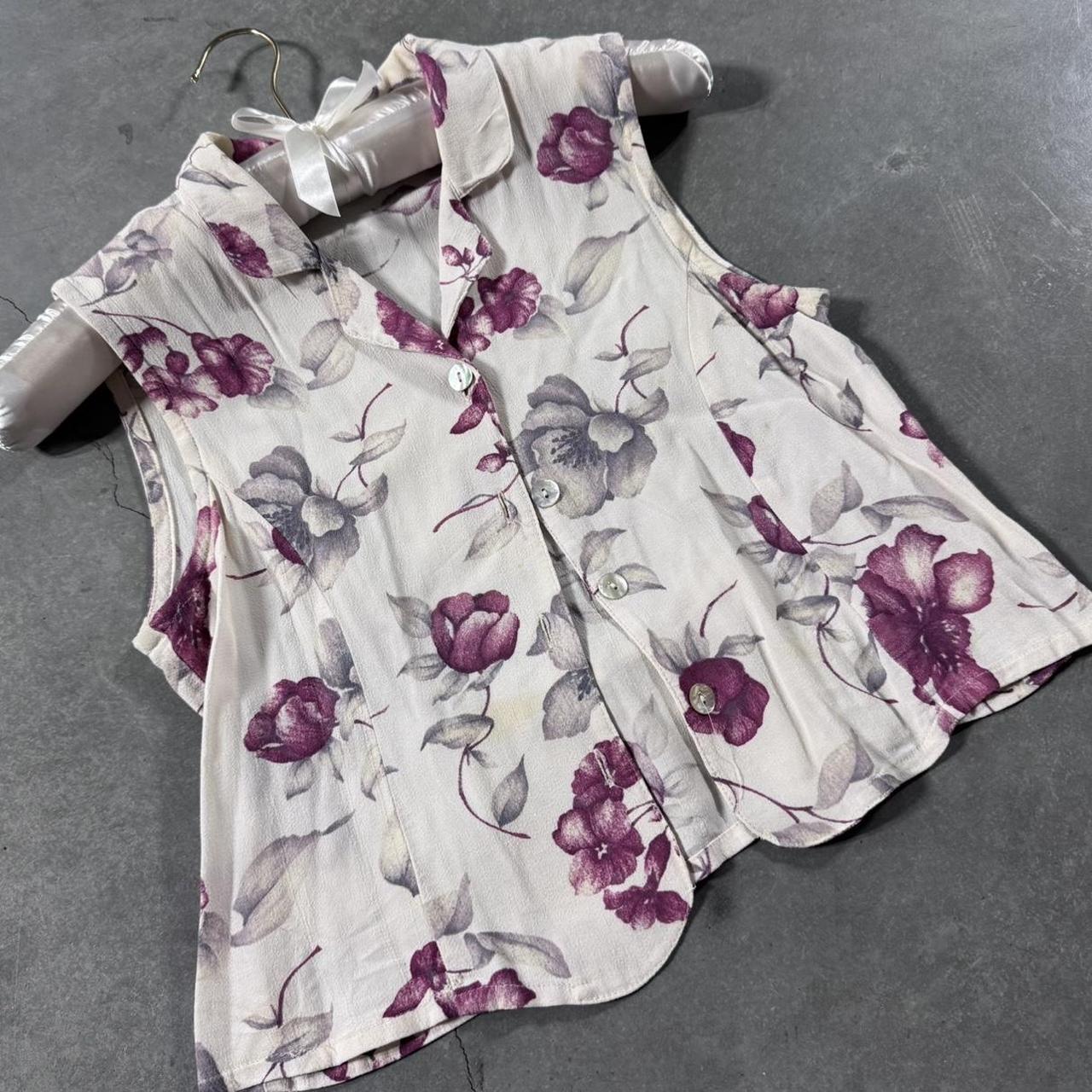 VINTAGE 90S FLORAL BUTTON UP COLLARED BLOUSE 🌸
