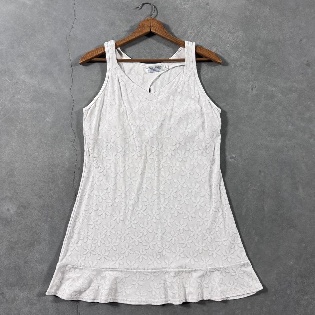 VINTAGE 90S RETRO WIMBLEDON WHITE FLORAL TENNIS/ATHLETIC DRESS