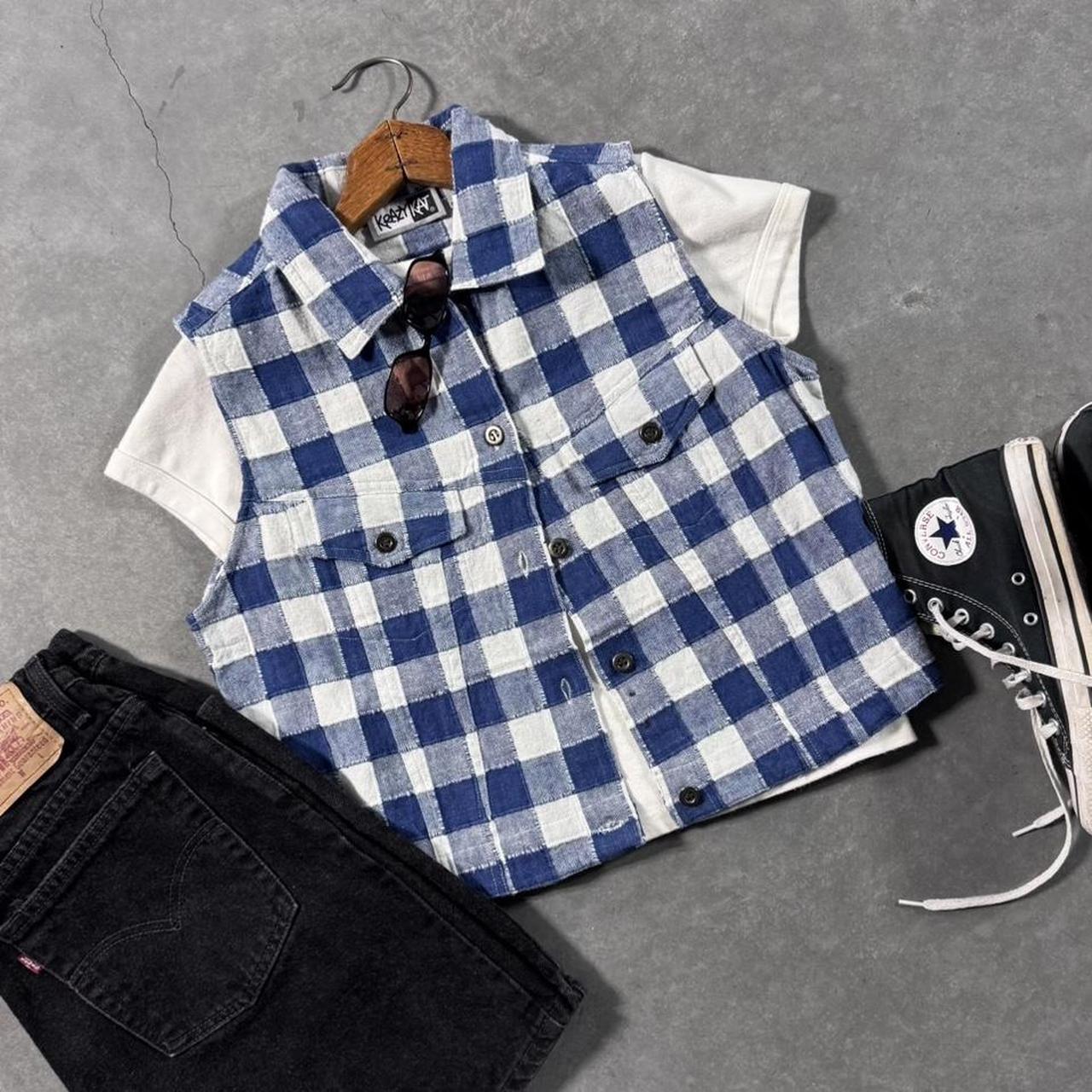 VINTAGE 90S KRAZYKAT BLUE PLAID VEST