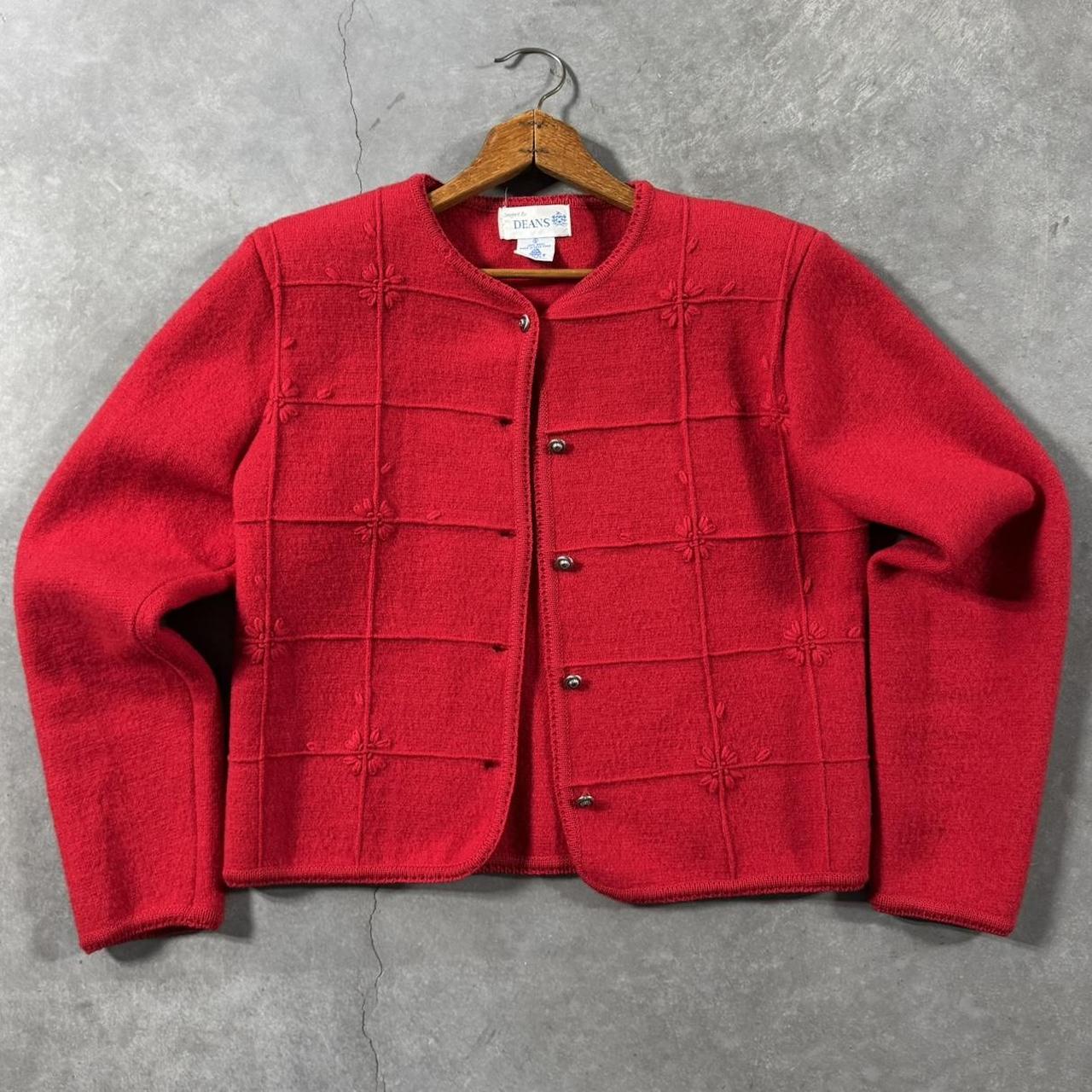 VINTAGE 90S DEANS RED CARDIGAN SWEATER