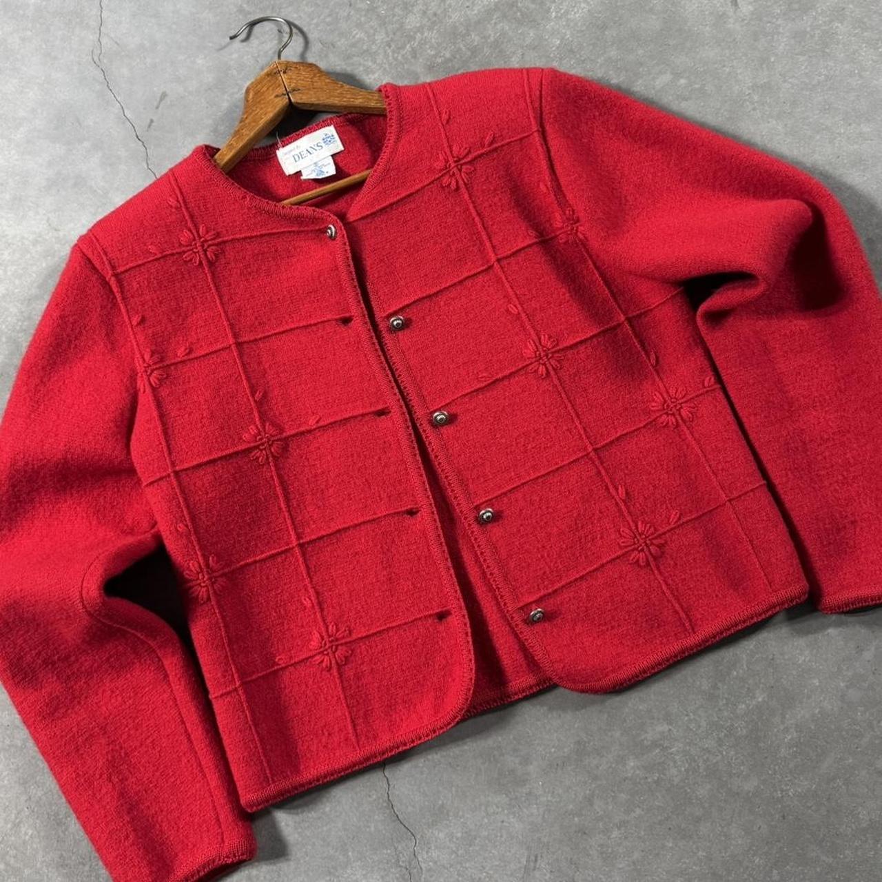 VINTAGE 90S DEANS RED CARDIGAN SWEATER