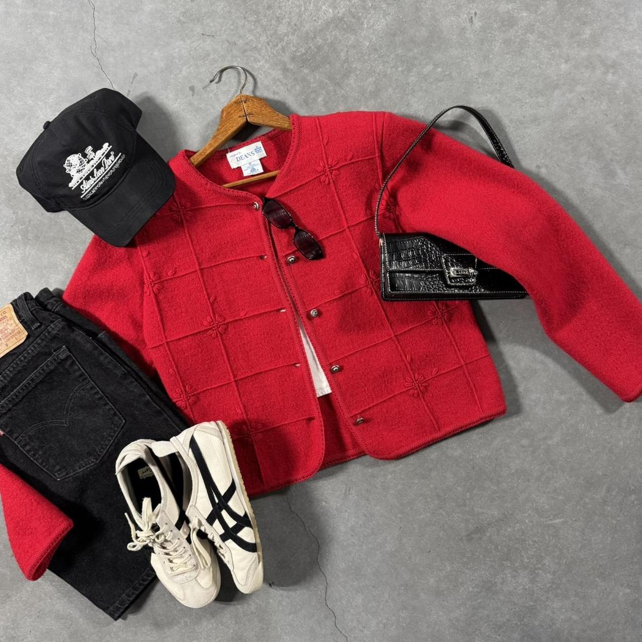 VINTAGE 90S DEANS RED CARDIGAN SWEATER