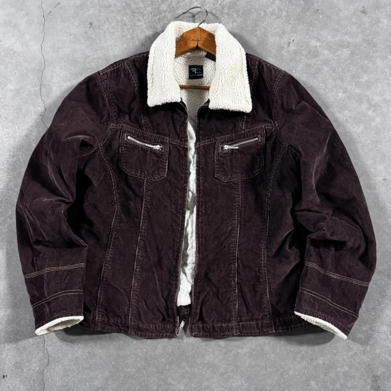 VINTAGE 90S FRENCH CUFF BROWN FLEECE JACKET
