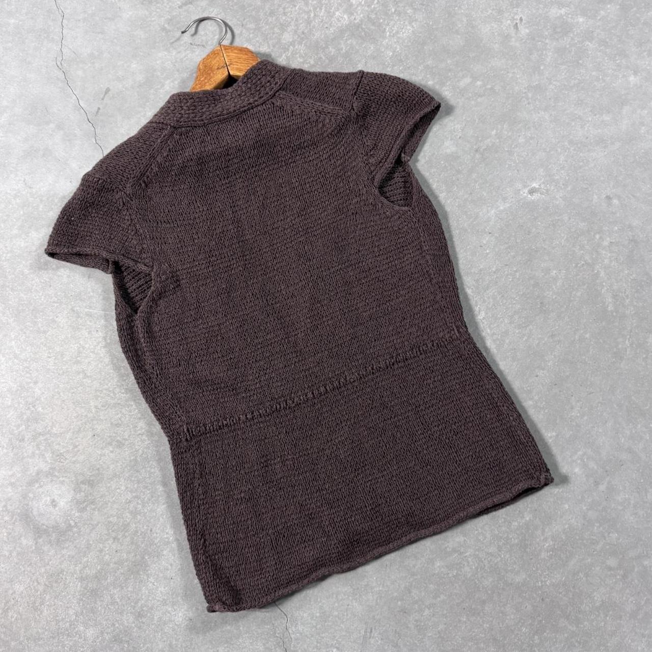 VINTAGE Y2K 90S GEORGE BROWN KNIT SHORT SLEEVE CARDIGAN