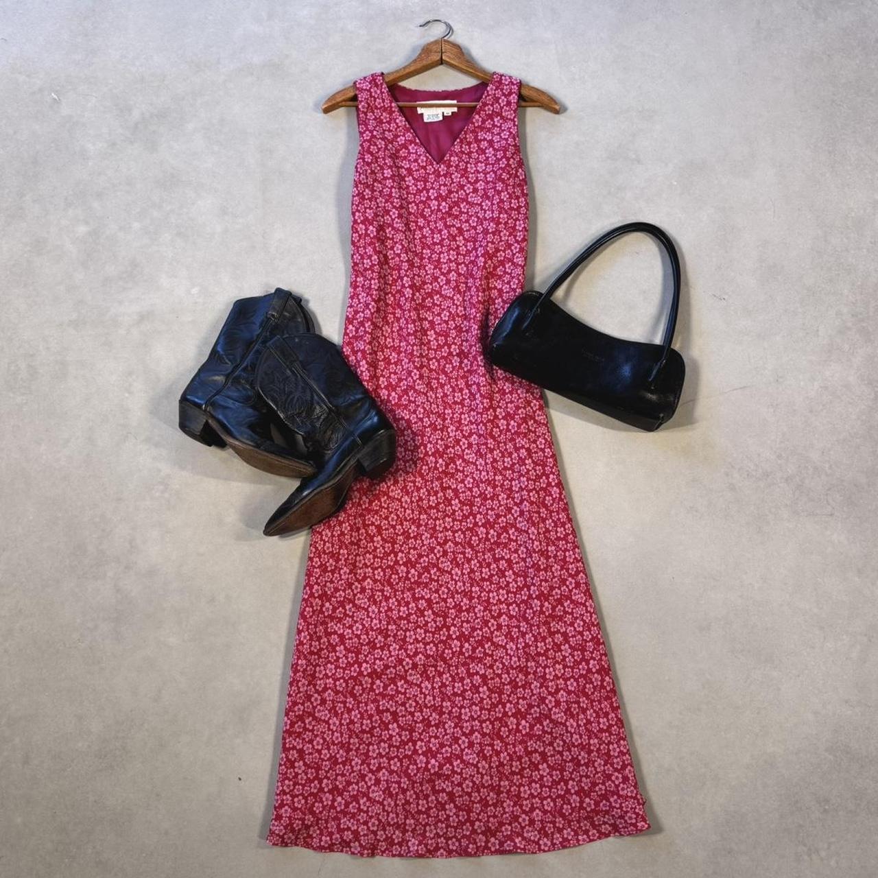 VINTAGE 90S MAGGY LONDON PINK FLORAL MAXI DRESS