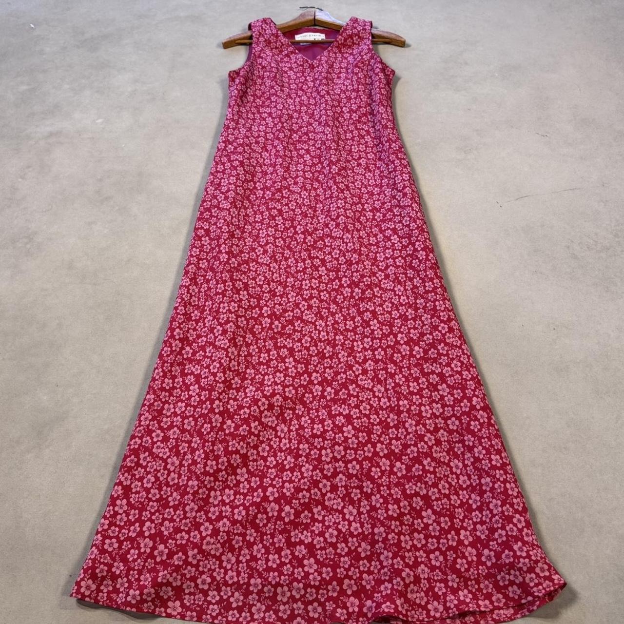 VINTAGE 90S MAGGY LONDON PINK FLORAL MAXI DRESS