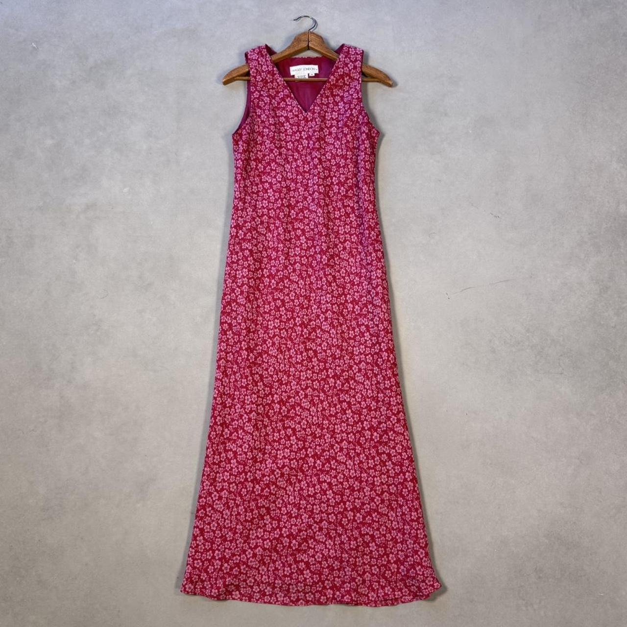 VINTAGE 90S MAGGY LONDON PINK FLORAL MAXI DRESS