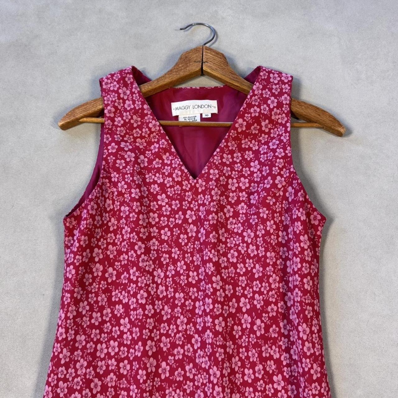 VINTAGE 90S MAGGY LONDON PINK FLORAL MAXI DRESS
