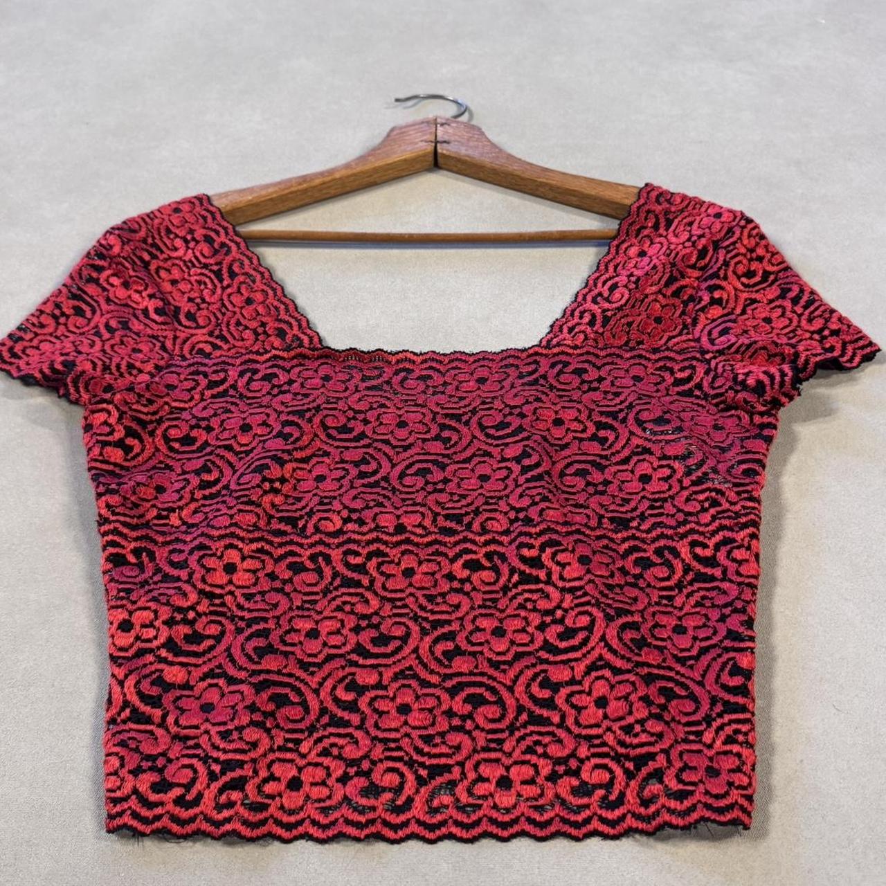 VINTAGE 90S JOSEPH RIBHOFF RED MESH TIGHT TOP