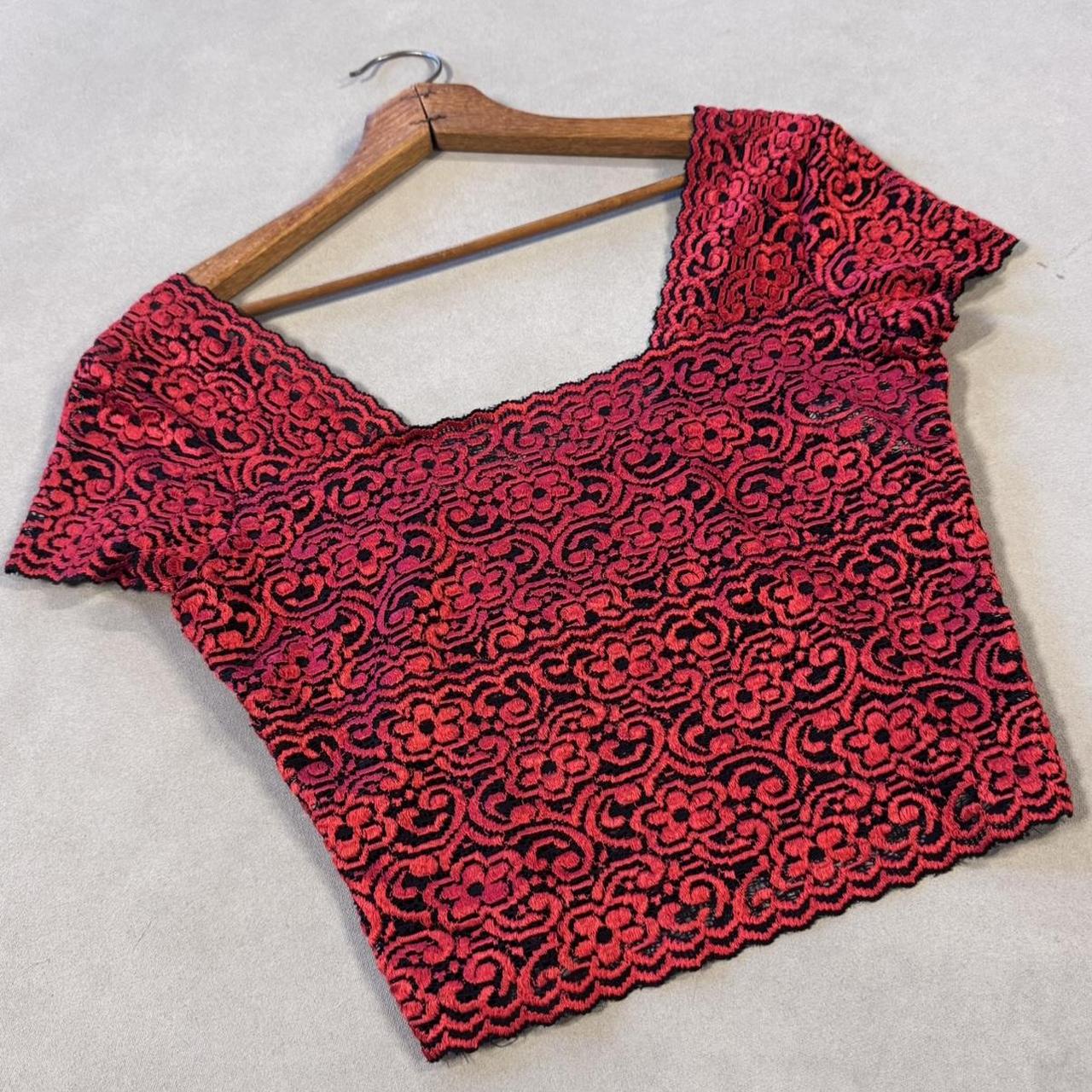 VINTAGE 90S JOSEPH RIBHOFF RED MESH TIGHT TOP