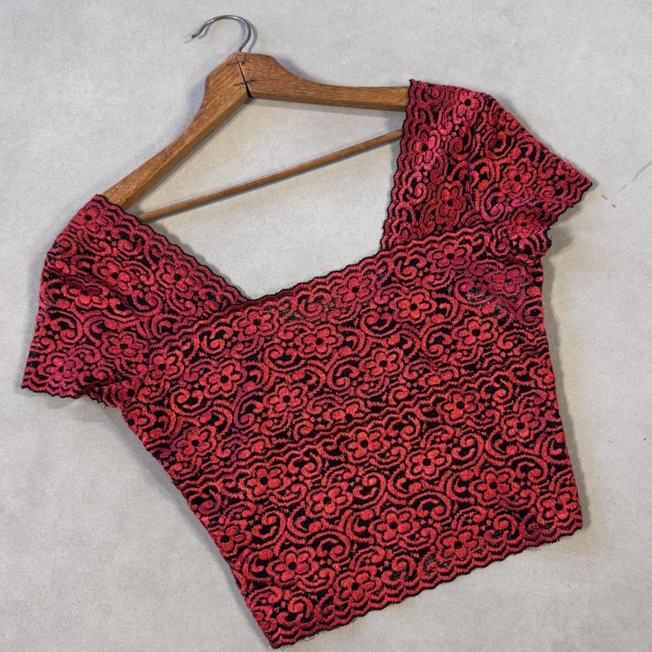 VINTAGE 90S JOSEPH RIBHOFF RED MESH TIGHT TOP