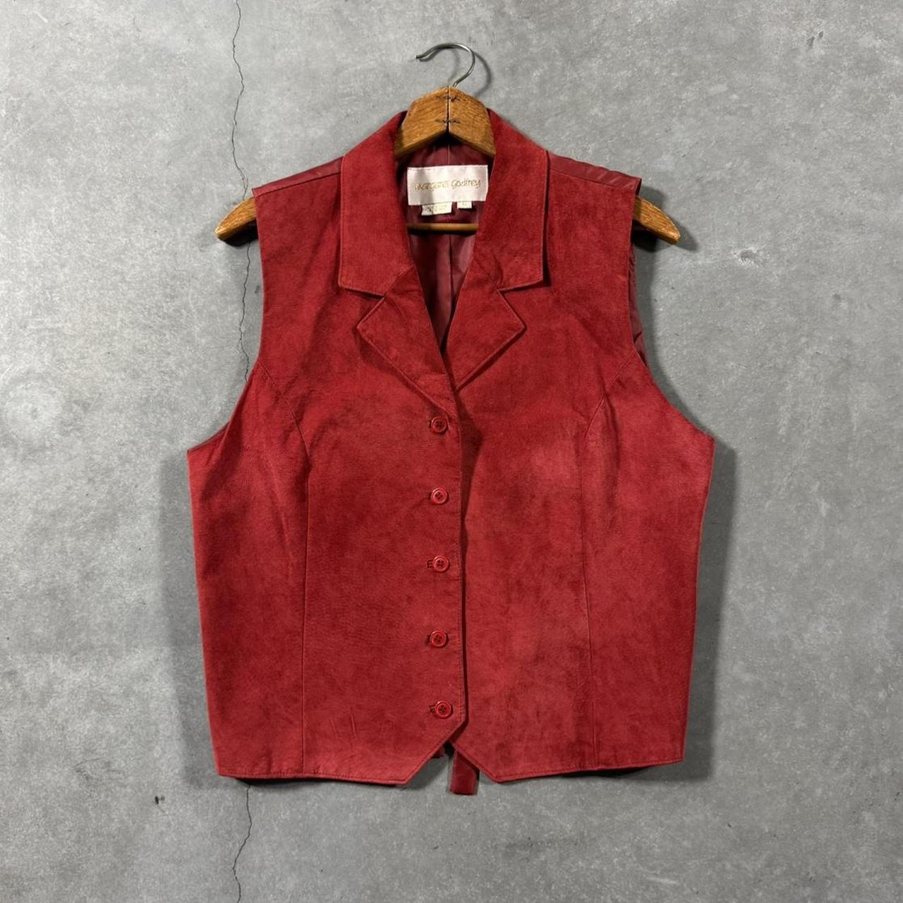 VINTAGE 90S MARGARET RED LEATHER SUEDE VEST