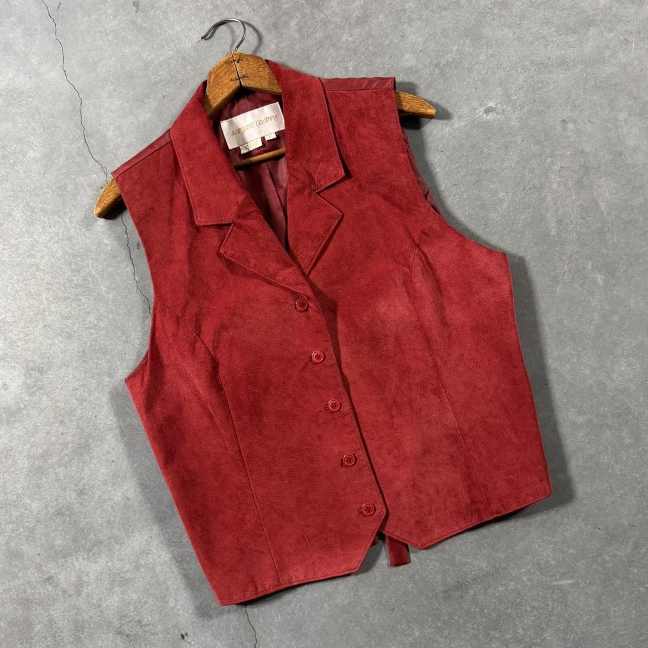 VINTAGE 90S MARGARET RED LEATHER SUEDE VEST