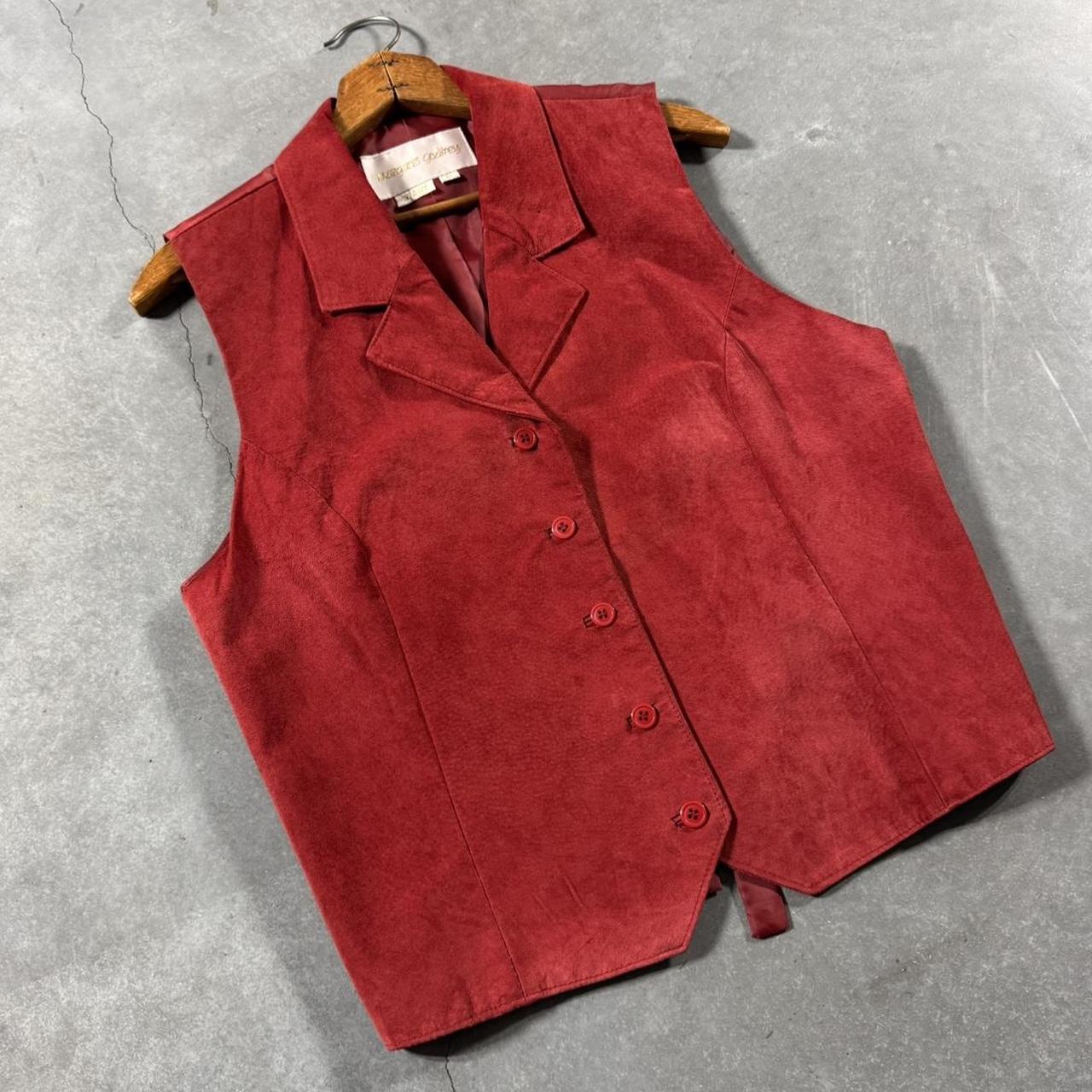 VINTAGE 90S MARGARET RED LEATHER SUEDE VEST