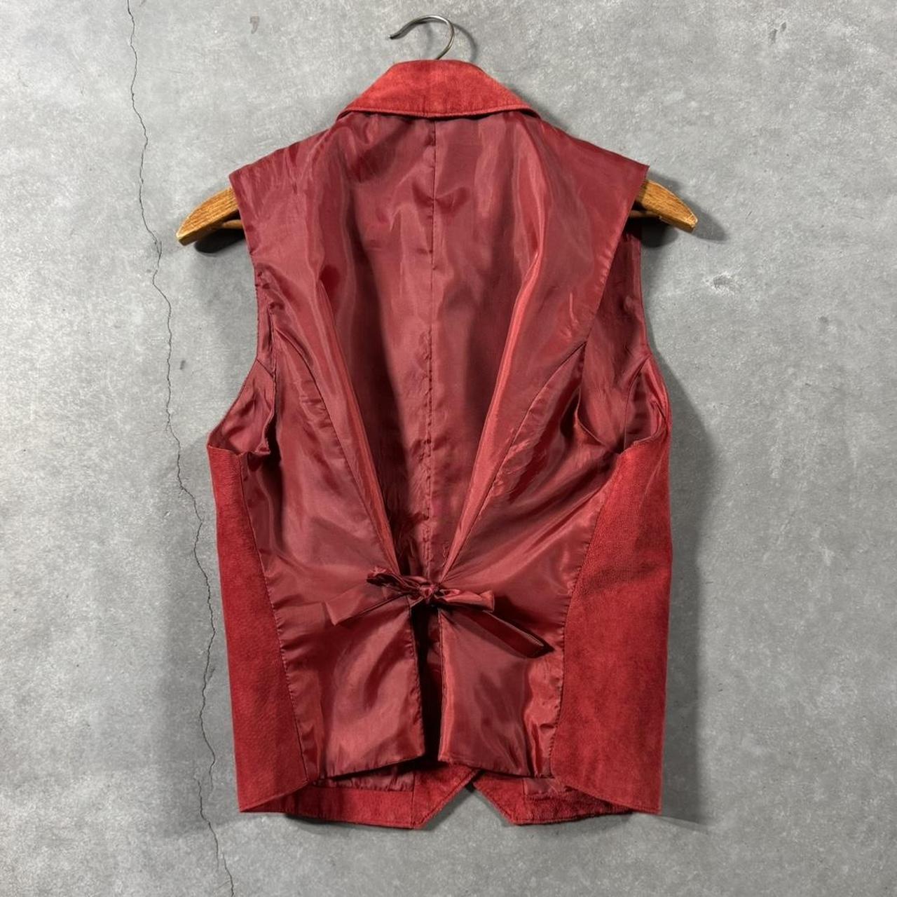 VINTAGE 90S MARGARET RED LEATHER SUEDE VEST