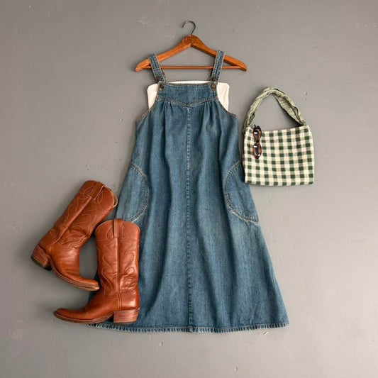 VINTAGE 90S CALIFORNIA IVY DENIM OVERALL DRESS 🌾