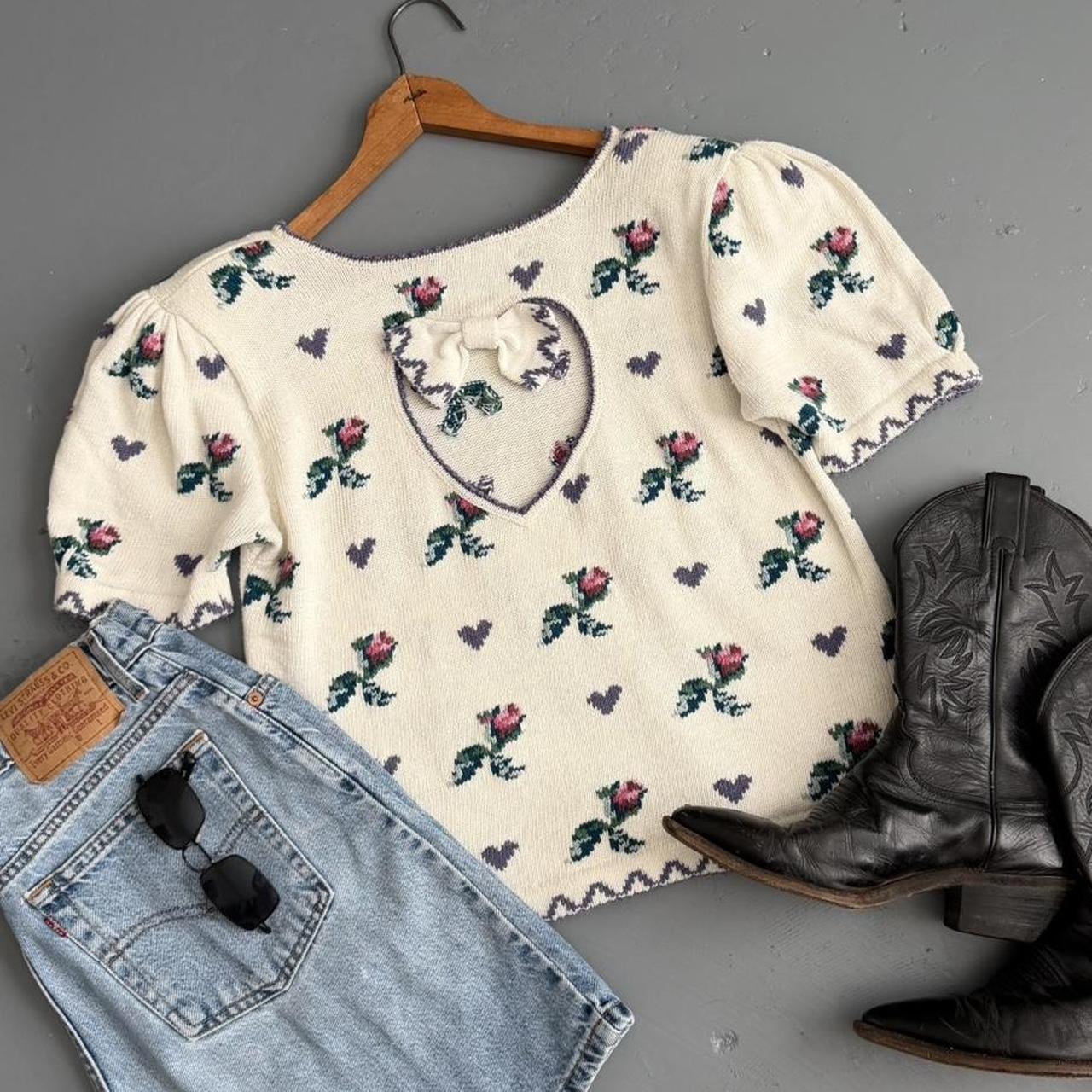 VINTAGE 90S CULLINANE FLORAL HEART TOP 🌷🌻🪻