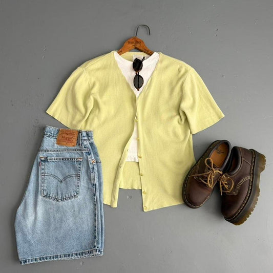 VINTAGE BENTLEY GREEN KNIT BUTTON DOWN