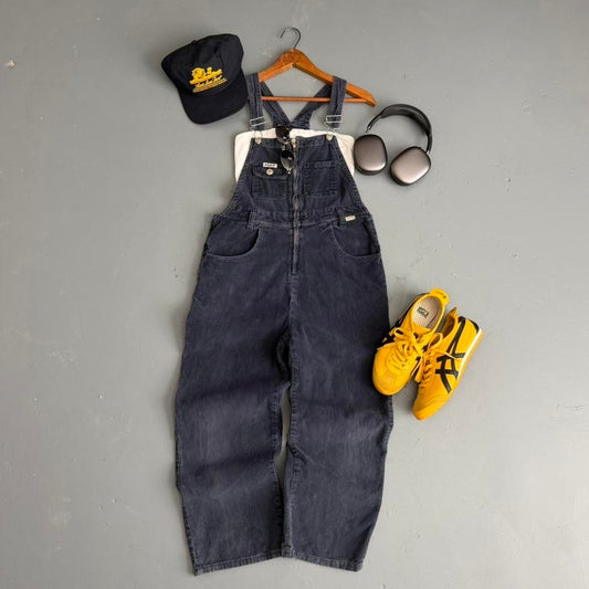 VINTAGE 90S REVOLT NAVY CORDUROY OVERALLS 🍌