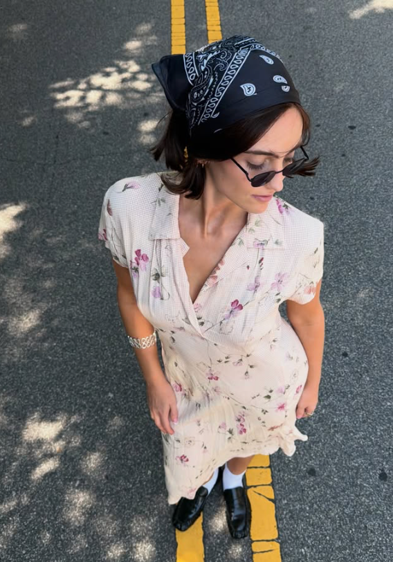 Vintage 90s pink floral midi dress 🌸